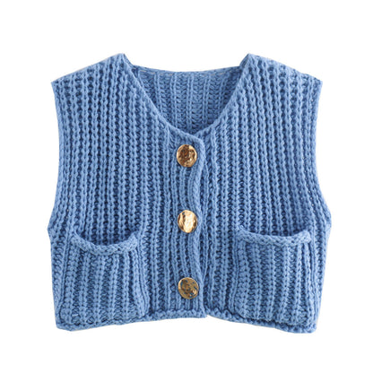 Sleek Knitted Vest | Comfortable Fit with Pockets