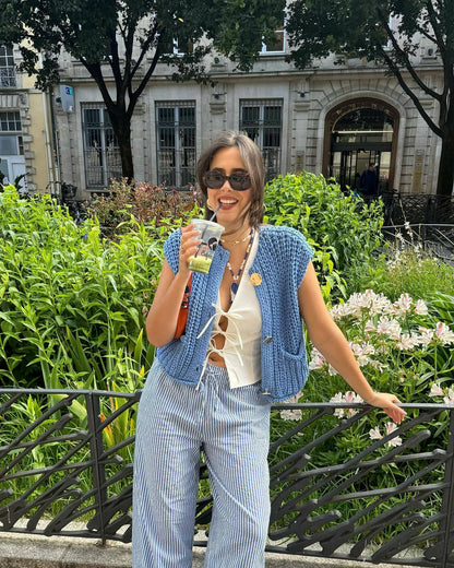 Sleek Knitted Vest | Comfortable Fit with Pockets