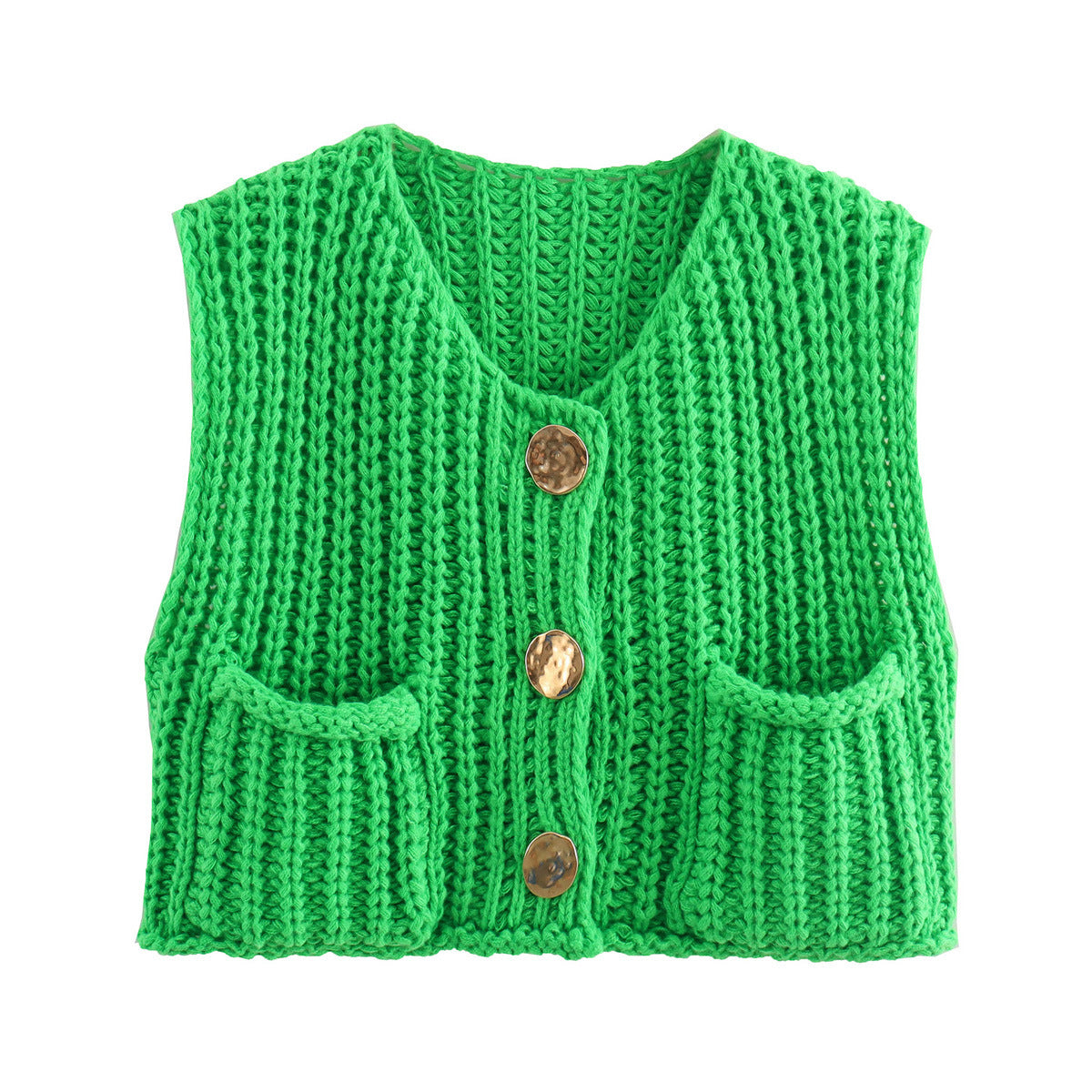 Sleek Knitted Vest | Comfortable Fit with Pockets