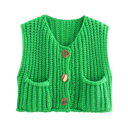 Sleek Knitted Vest | Comfortable Fit with Pockets