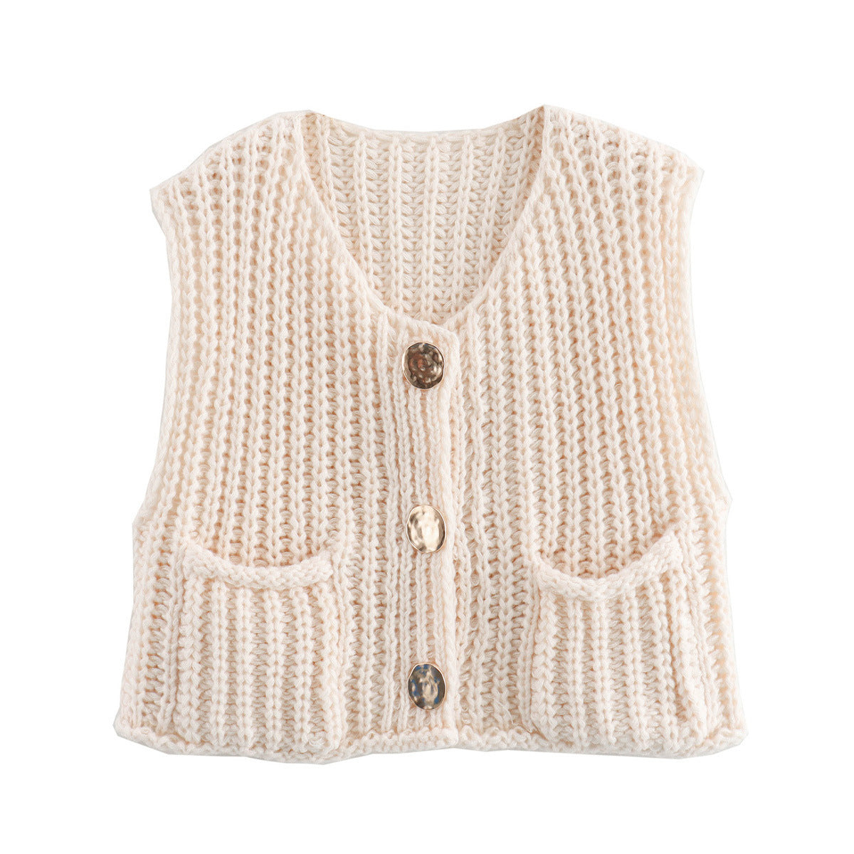 Sleek Knitted Vest | Comfortable Fit with Pockets