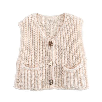 Sleek Knitted Vest | Comfortable Fit with Pockets