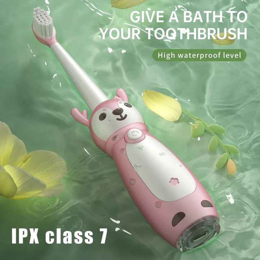 Sonic Electric Toothbrush for Kids – IPX7 Waterproof, Rechargeable with Three Original Brush Heads