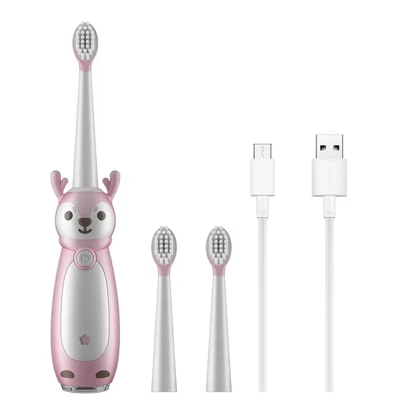 Sonic Electric Toothbrush for Kids – IPX7 Waterproof, Rechargeable with Three Original Brush Heads