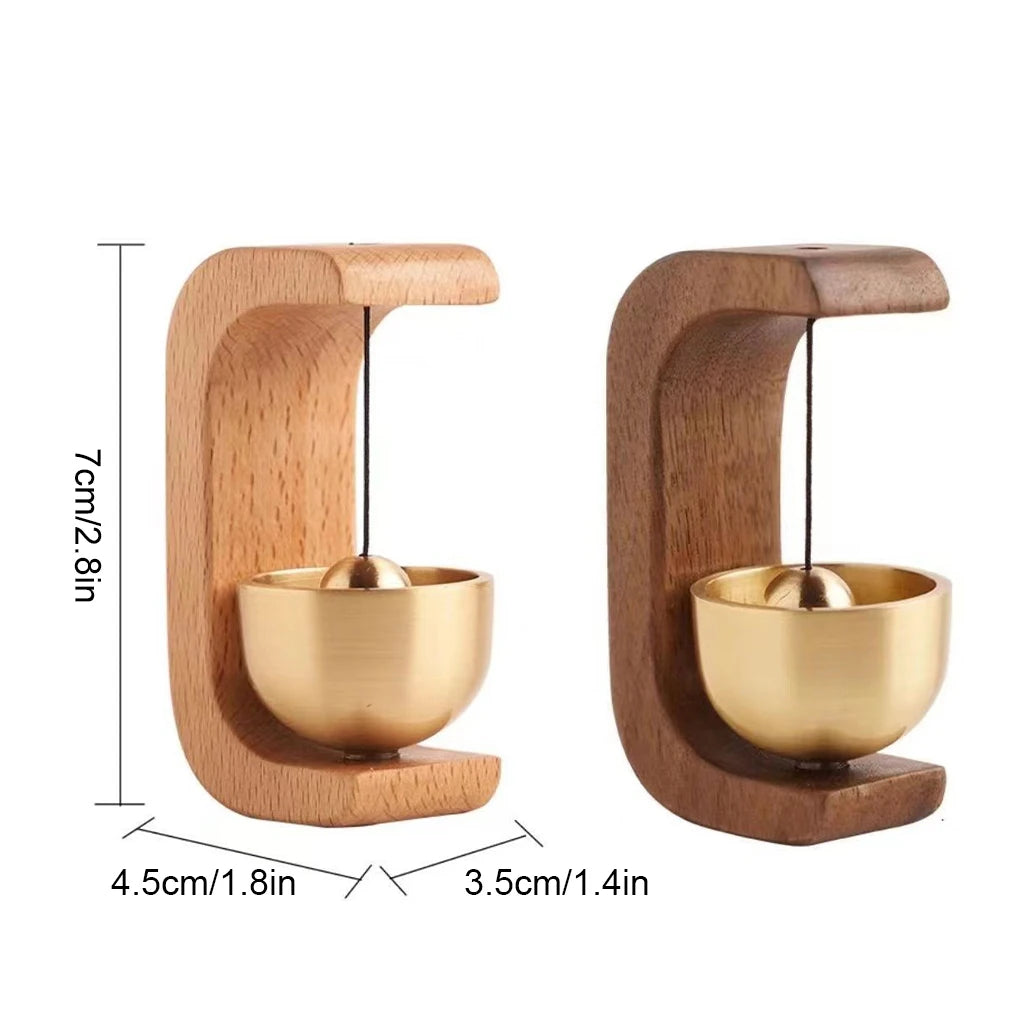 Sonnette Sans Fil Rétro en Bois avec Finition en Laiton – Décoration Élégante pour Entrée