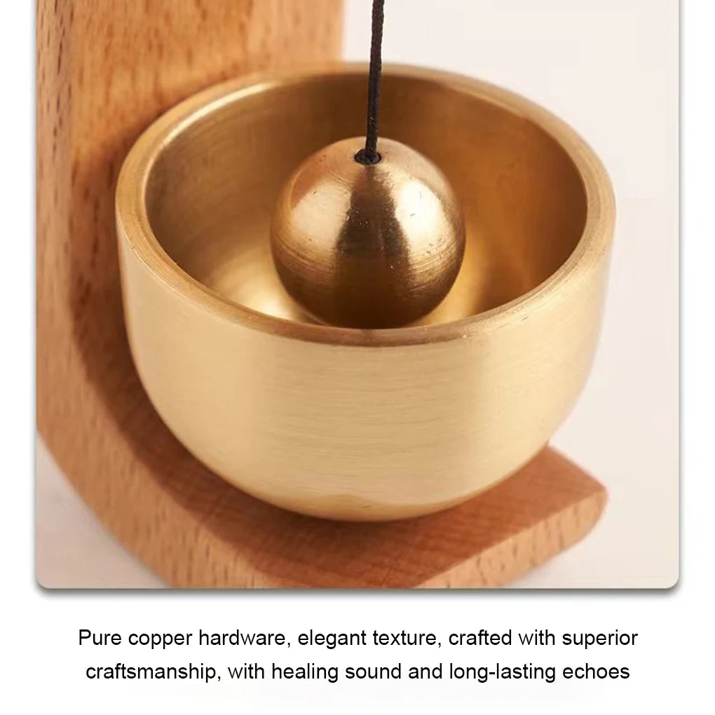 Sonnette Sans Fil Rétro en Bois avec Finition en Laiton – Décoration Élégante pour Entrée