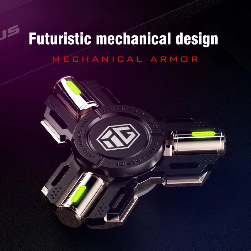 Anti-Stress Spinner in Alloy with Glacier Green LED Lights – Compact EDC Toy for Adults and Teenagers