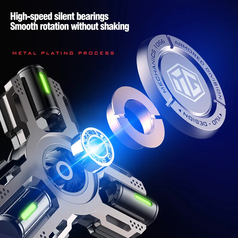 Anti-Stress Spinner in Alloy with Glacier Green LED Lights – Compact EDC Toy for Adults and Teenagers