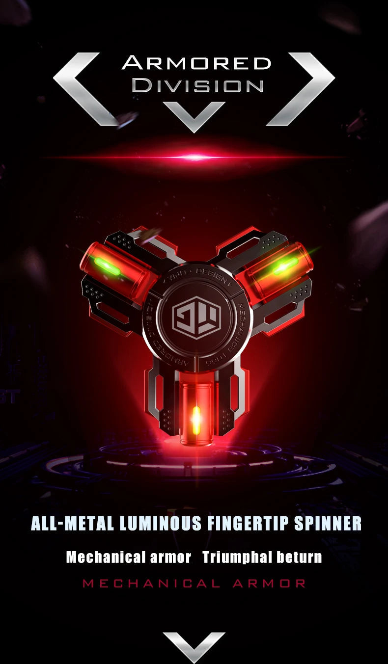 Anti-Stress Spinner in Alloy with Glacier Green LED Lights – Compact EDC Toy for Adults and Teenagers