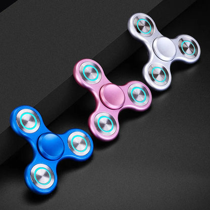 Triangular Metal Luminous Spinner for Stress Relief – Aluminum Alloy EDC Desk Toy