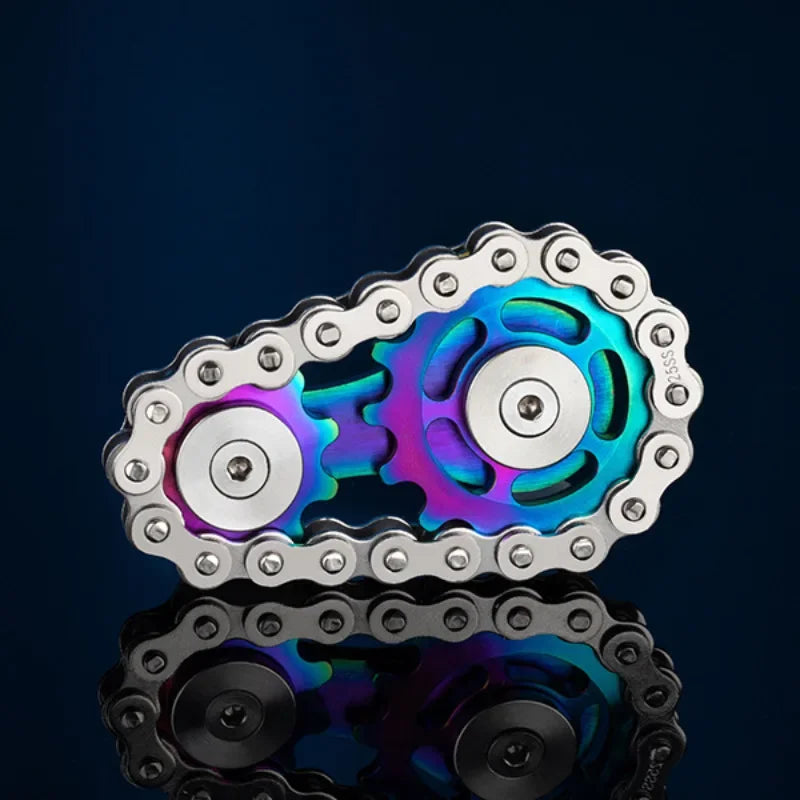 Rainbow Metal Hand Spinner with Gears for Stress Relief and Concentration Improvement