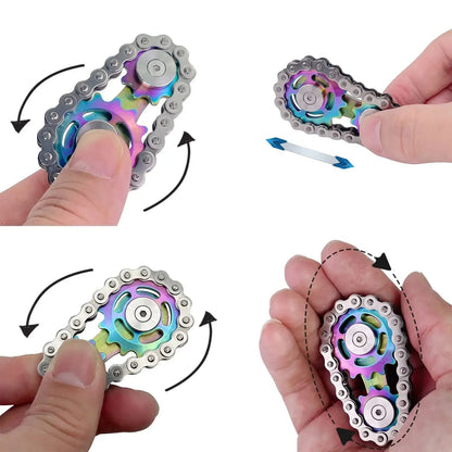 Rainbow Metal Hand Spinner with Gears for Stress Relief and Concentration Improvement
