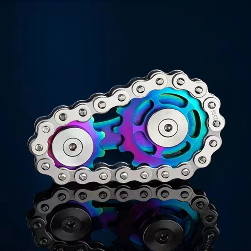 Rainbow Metal Hand Spinner with Gears for Stress Relief and Concentration Improvement