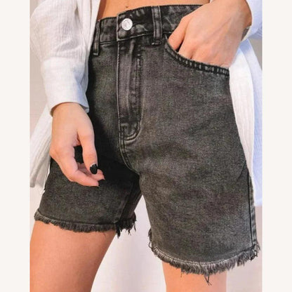 Short in Cotton High Waist for Women – Optimal Comfort, Fitted Cut, Available in Black and Light Blue, Sizes S to XL