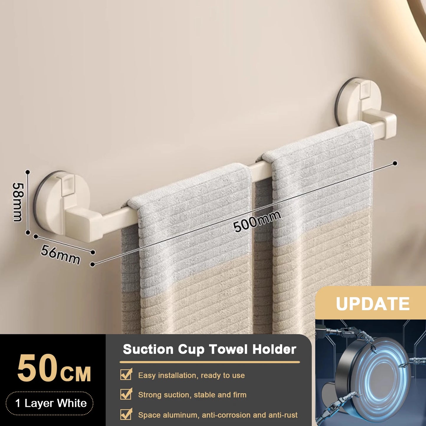 Supa Towel Rack | Wall-Mounted, No Drill