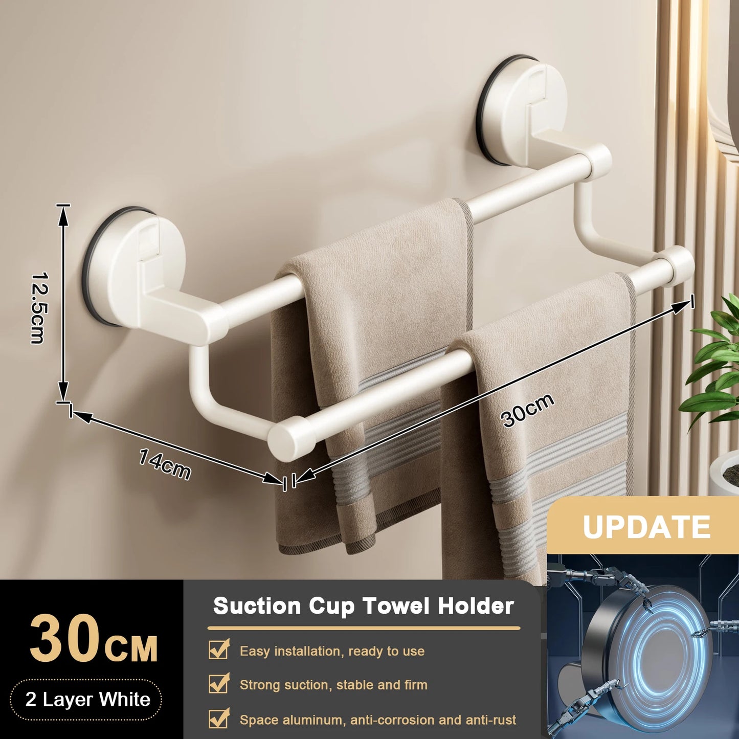 Supa Towel Rack | Wall-Mounted, No Drill