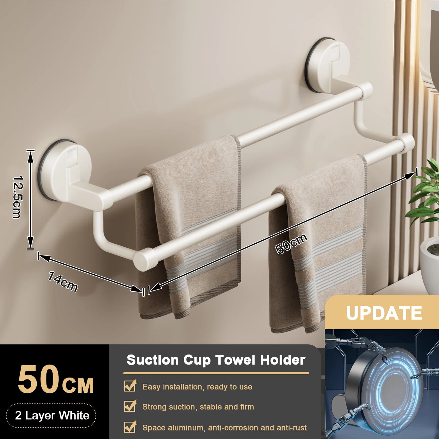 Supa Towel Rack | Wall-Mounted, No Drill