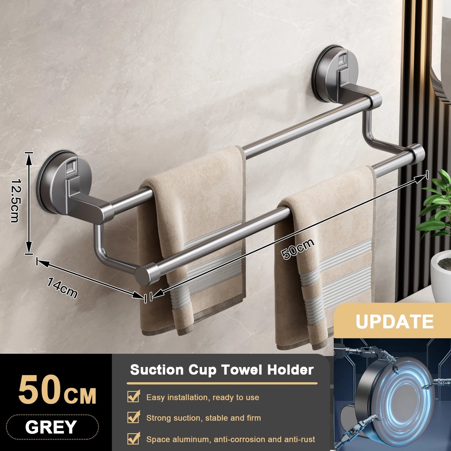 Supa Towel Rack | Wall-Mounted, No Drill