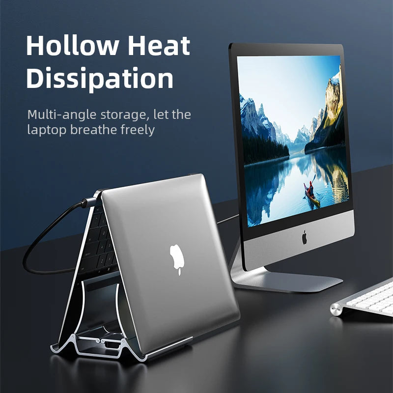 Vertical Double Stand for Laptop with Heat Dissipation and Silicone Handle – Modern and Durable Design