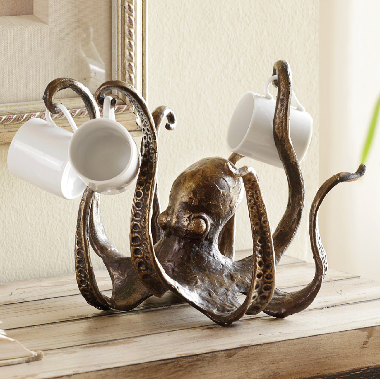 Support à Mugs en Forme de Kraken – Organisateur Nautique pour 8 Tasses de Café