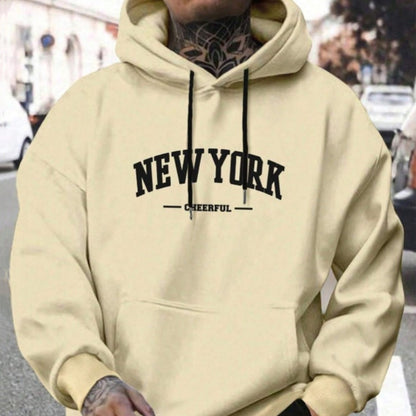 Sweat à Capuche Oversize en Polyester pour Hommes – Confort Urbain avec Poche Kangourou et Imprimé « NEW YORK » 1