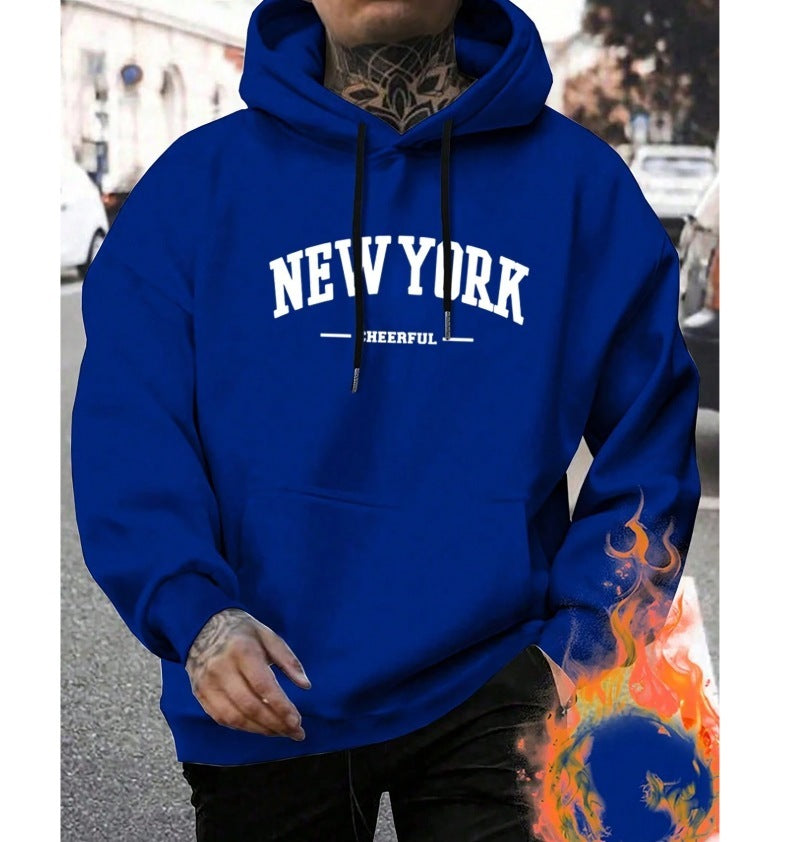 Sweat à Capuche Oversize en Polyester pour Hommes – Confort Urbain avec Poche Kangourou et Imprimé « NEW YORK » 5