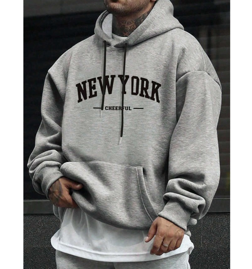 Sweat à Capuche Oversize en Polyester pour Hommes – Confort Urbain avec Poche Kangourou et Imprimé « NEW YORK » 6