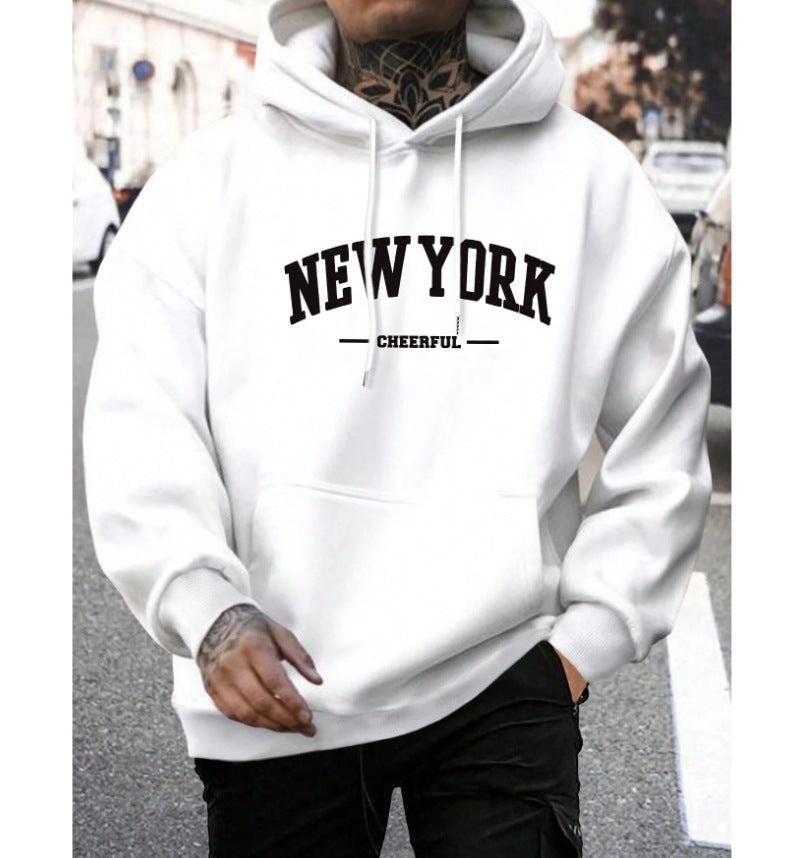 Sweat à Capuche Oversize en Polyester pour Hommes – Confort Urbain avec Poche Kangourou et Imprimé « NEW YORK » 8