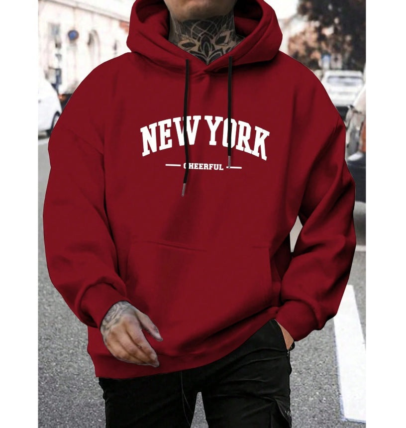 Sweat à Capuche Oversize en Polyester pour Hommes – Confort Urbain avec Poche Kangourou et Imprimé « NEW YORK » 9