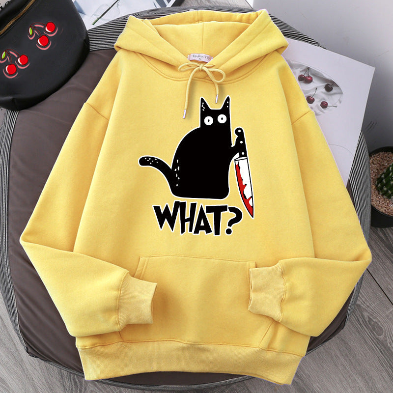 Sweat à Capuche Oversize pour Hommes avec Graphisme de Chat et Doublure en Polaire 11