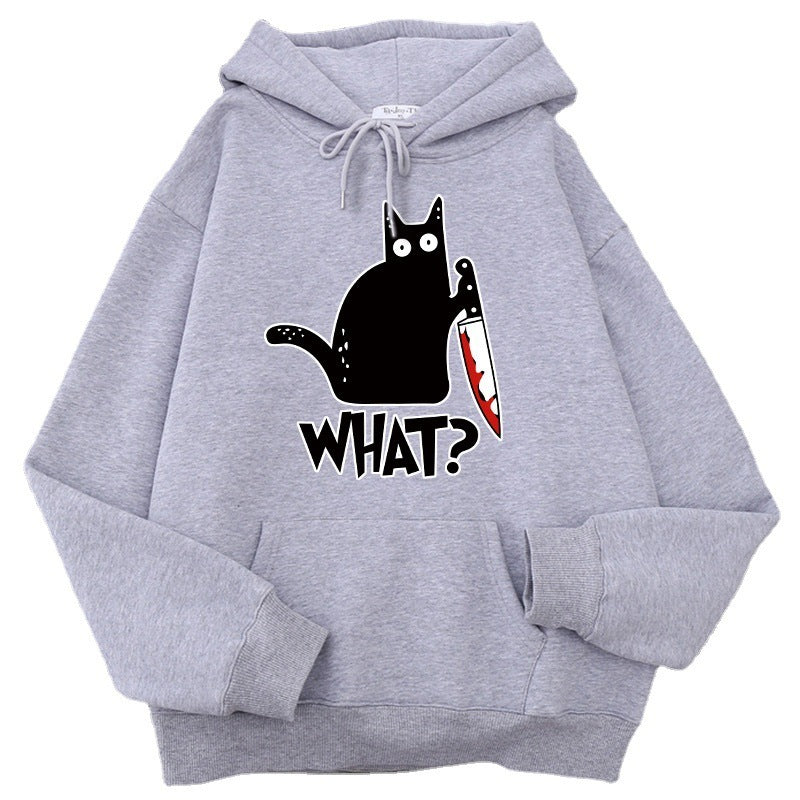 Sweat à Capuche Oversize pour Hommes avec Graphisme de Chat et Doublure en Polaire 6