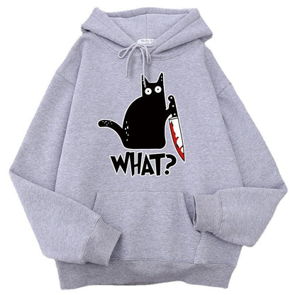 Sweat à Capuche Oversize pour Hommes avec Graphisme de Chat et Doublure en Polaire 6