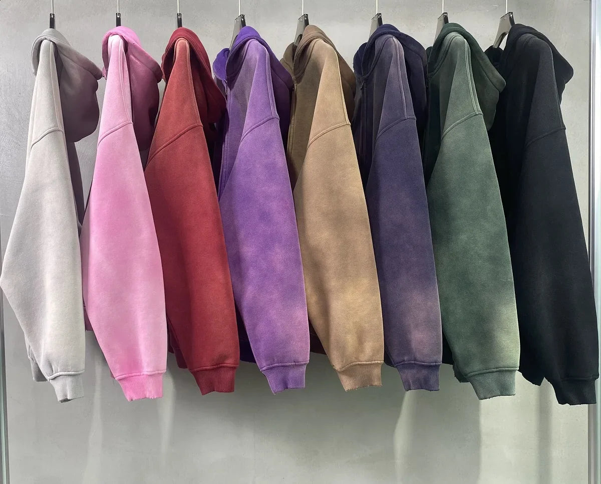 Sweatshirt Zippé à Capuche Ample en Mélange Coton-Polyester Doublé Polaire pour Hommes – Confort et Style 6