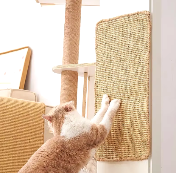 Tapis à griffer naturel en sisal pour chats - Tapis horizontal durable et écologique