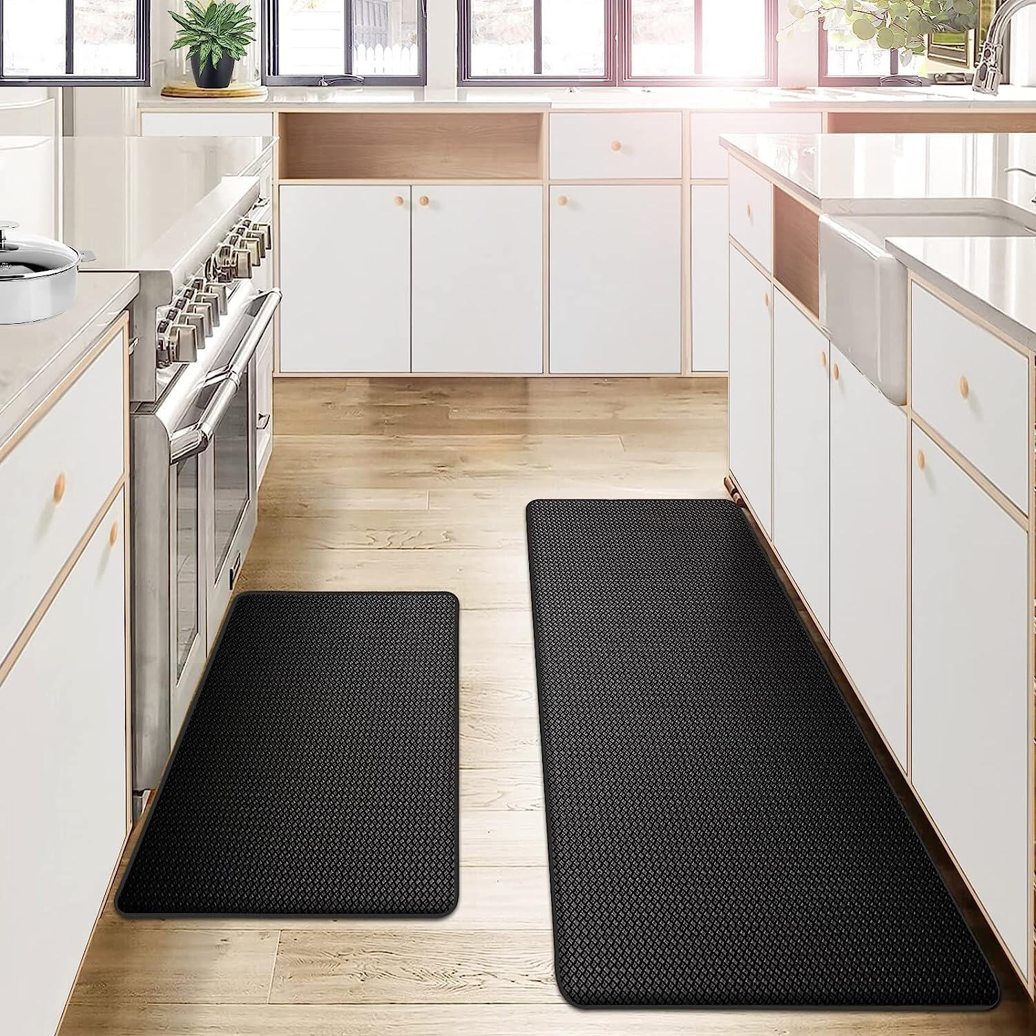 Tapis de Cuisine Ergonomique Antidérapant, Confort Anti-Fatigue en Mousse à Mémoire de Forme – 45x75 cm, Noir, Gris, Beige
