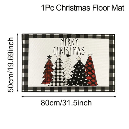 Kitchen Floor Mat with Scottish Pattern for Festive Decoration
