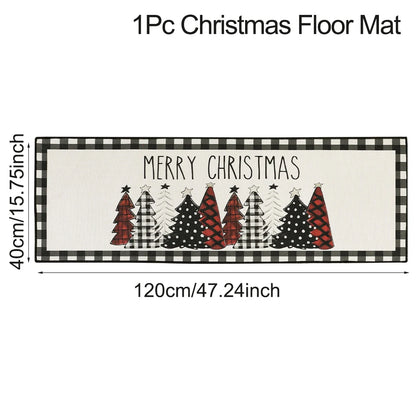 Kitchen Floor Mat with Scottish Pattern for Festive Decoration