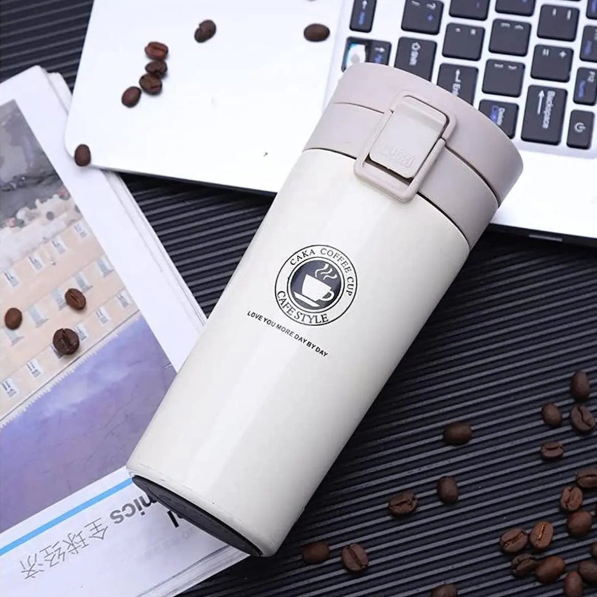 Tasse à Café Isolée en Acier Inoxydable 380ml – Mug de Thé à Double Paroi pour Activités Extérieures