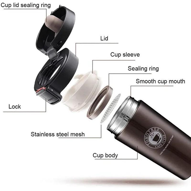 Tasse à Café Isolée en Acier Inoxydable 380ml – Mug de Thé à Double Paroi pour Activités Extérieures