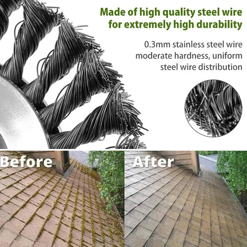 Tête de Coupe Universelle en Acier avec Brosse Métallique – 6/8 Pouces pour Débroussailleuse à Arbre Droit