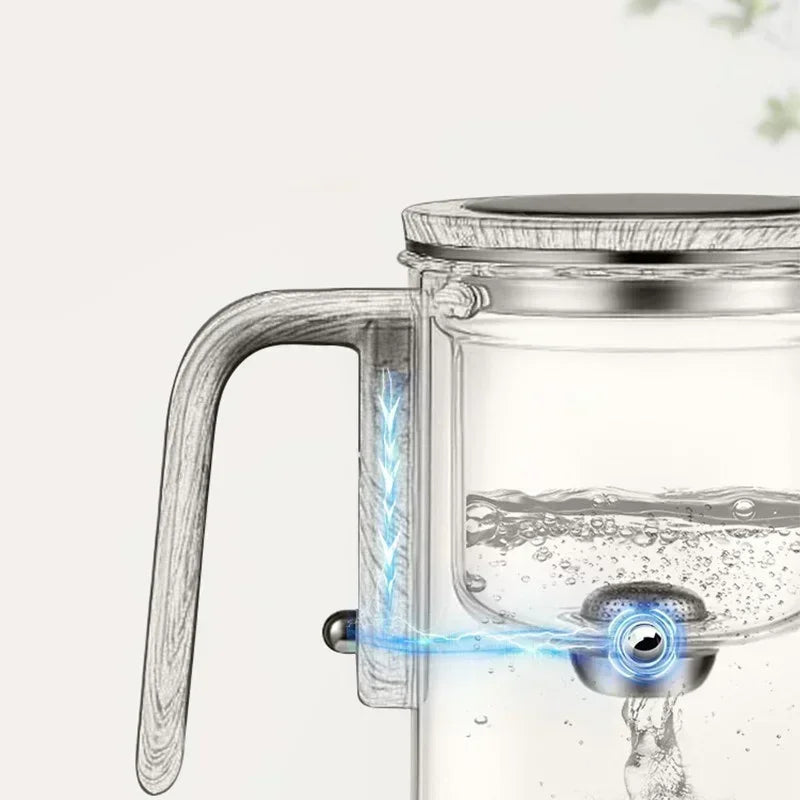 Théière en Verre Borosilicaté avec Filtration et Poignée en Bois - 520ml, Système de Séparation d'Eau, Résistante à la Chaleur