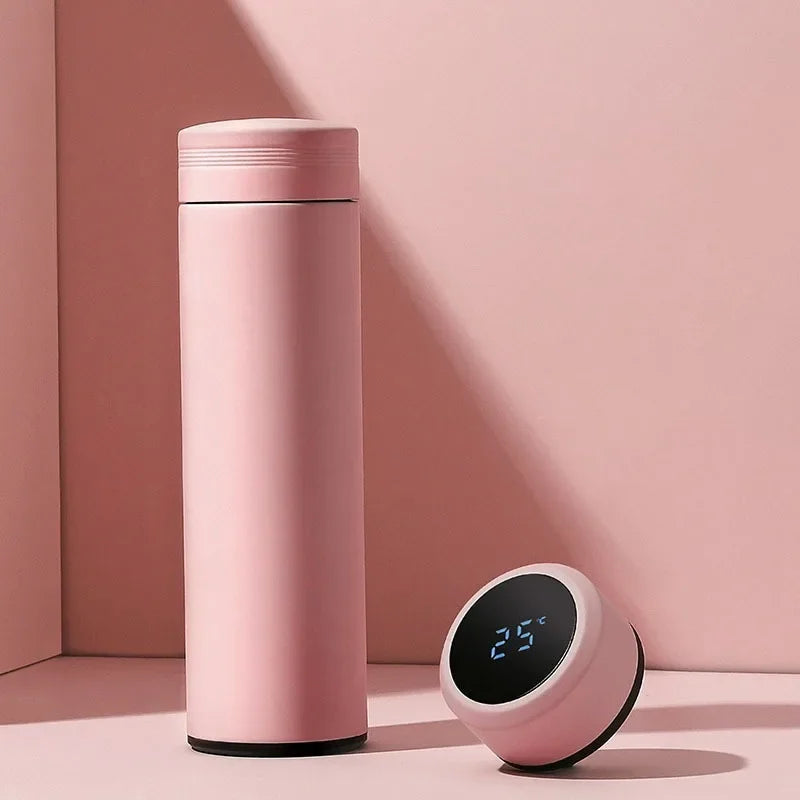 Thermos Intelligent en Acier Inoxydable de 480ml avec Affichage de Température – Flacon Isotherme Étanche pour Café et Lait