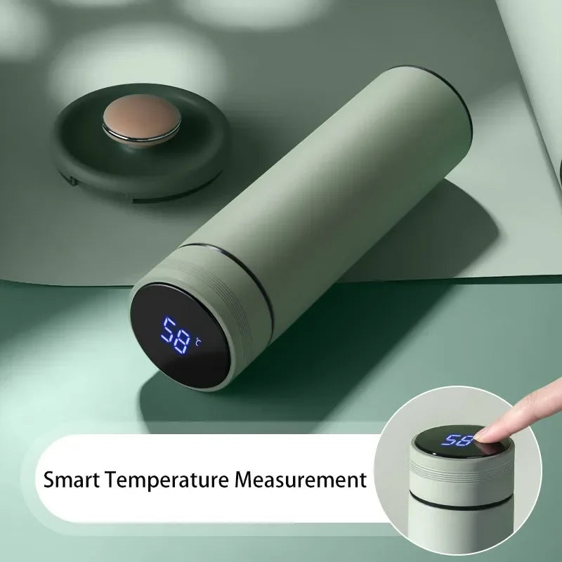 Thermos Intelligent en Acier Inoxydable de 480ml avec Affichage de Température – Flacon Isotherme Étanche pour Café et Lait