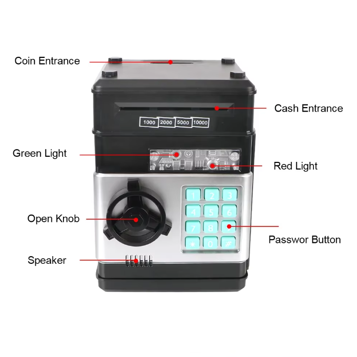 Electronic Mini Safe Piggy Bank with Password Lock – Savings Box for Children