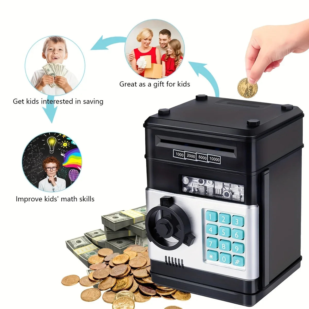Tirelire Électronique Mini Coffre avec Verrouillage par Mot de Passe – Boîte d'Économie pour Enfants