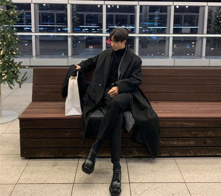 Trench Coat Men’s Wool Loose Fit for Winter - Elegant and Versatile