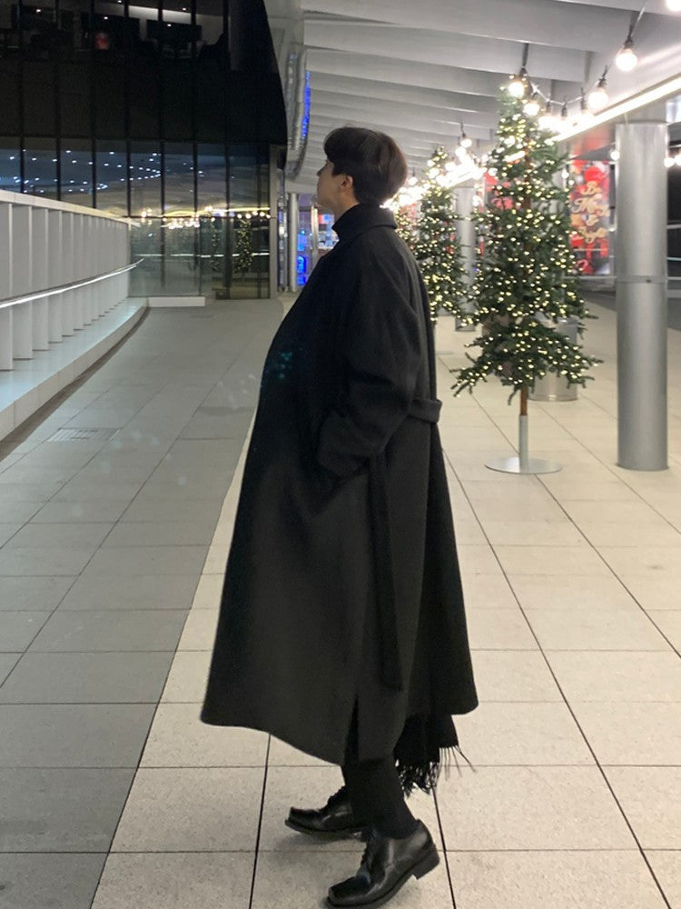 Men's Wool Loose Trench Coat for Winter - Elegant and Versatile