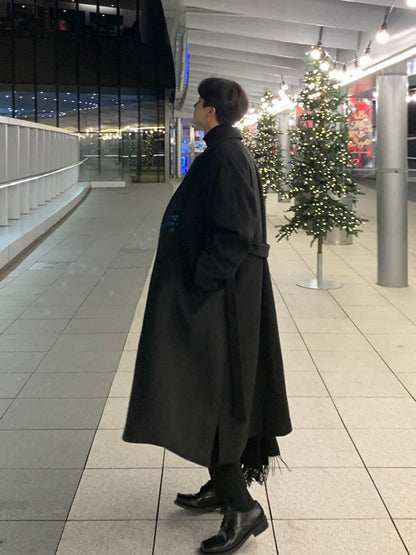 Men's Wool Loose Trench Coat for Winter - Elegant and Versatile