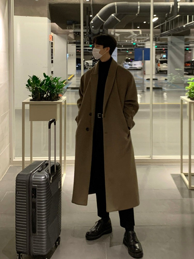 Trench Coat Men’s Wool Loose Fit for Winter - Elegant and Versatile