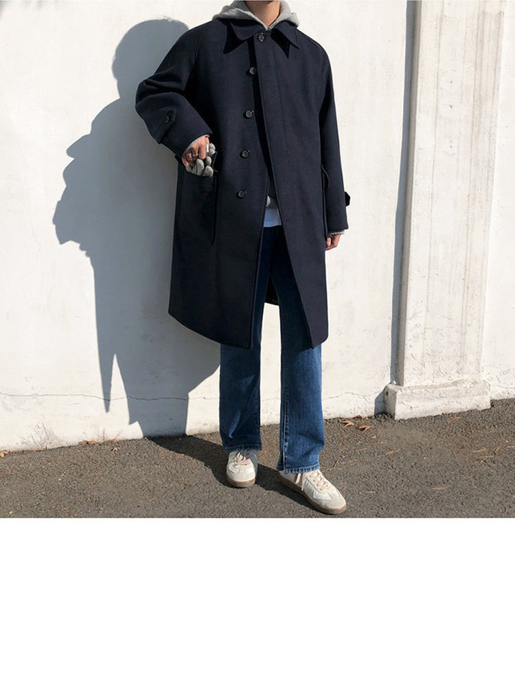 Trench coat oversized for men in polyester - Relaxed fit for autumn and winter
